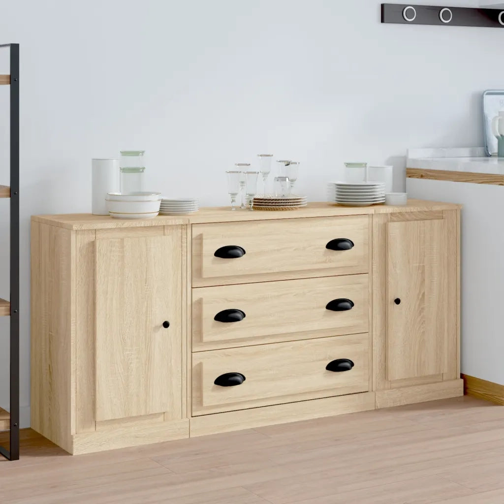 Credenze 3 pz Rovere Sonoma in Legno Multistrato