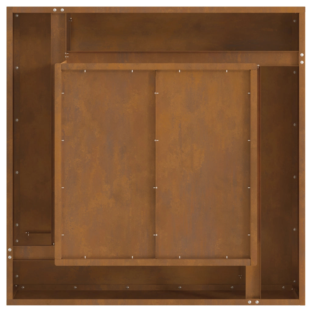 Braciere Quadrato  80x80x40 cm in Acciaio Invecchiato