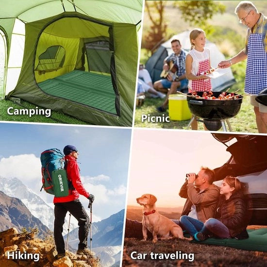 Matrimoniale opblaasbare matrassina per campeggio - ultralight, spessa 10 cm, gonfiabile per escursioni, viaggi e tenda con cuscino integrato e pompa a piedi