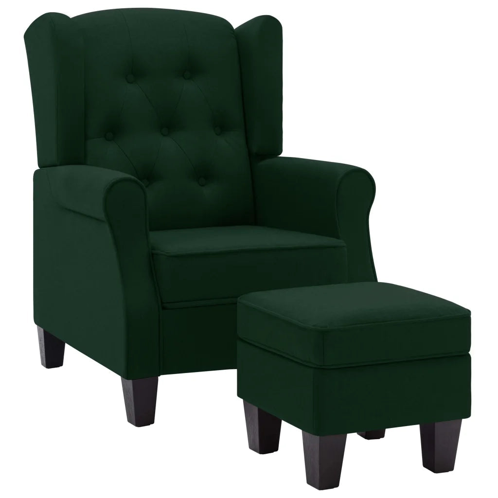 Poltrona | Sedia Relax con Poggiapiedi Verde Scuro in Tessuto