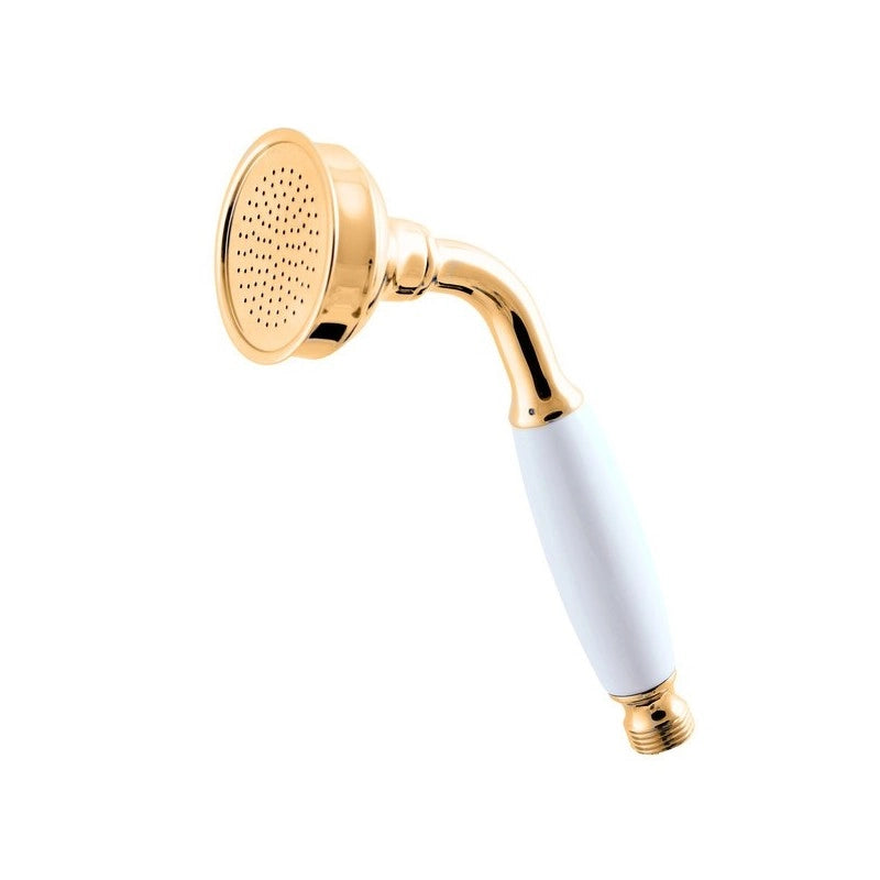 MORAVA RETRO colonna doccia con colonna in ottone dorato e maniglia in ceramica