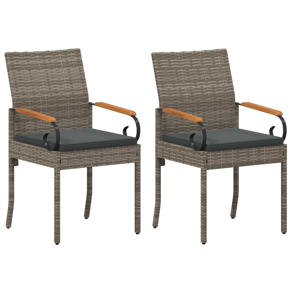Sedie da giardino con cuscino 2 pcs Grigio e Grigio Scuro