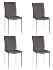Set 04 sedia in ecopelle grigia con struttura in metallo e gambe in acciaio misura l.43 h.90 p.52 (784) - Mobili 2G