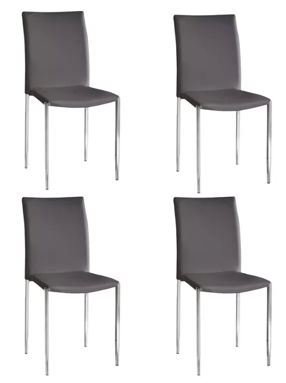 Set 04 sedia in ecopelle grigia con struttura in metallo e gambe in acciaio misura l.43 h.90 p.52 (784) - Mobili 2G