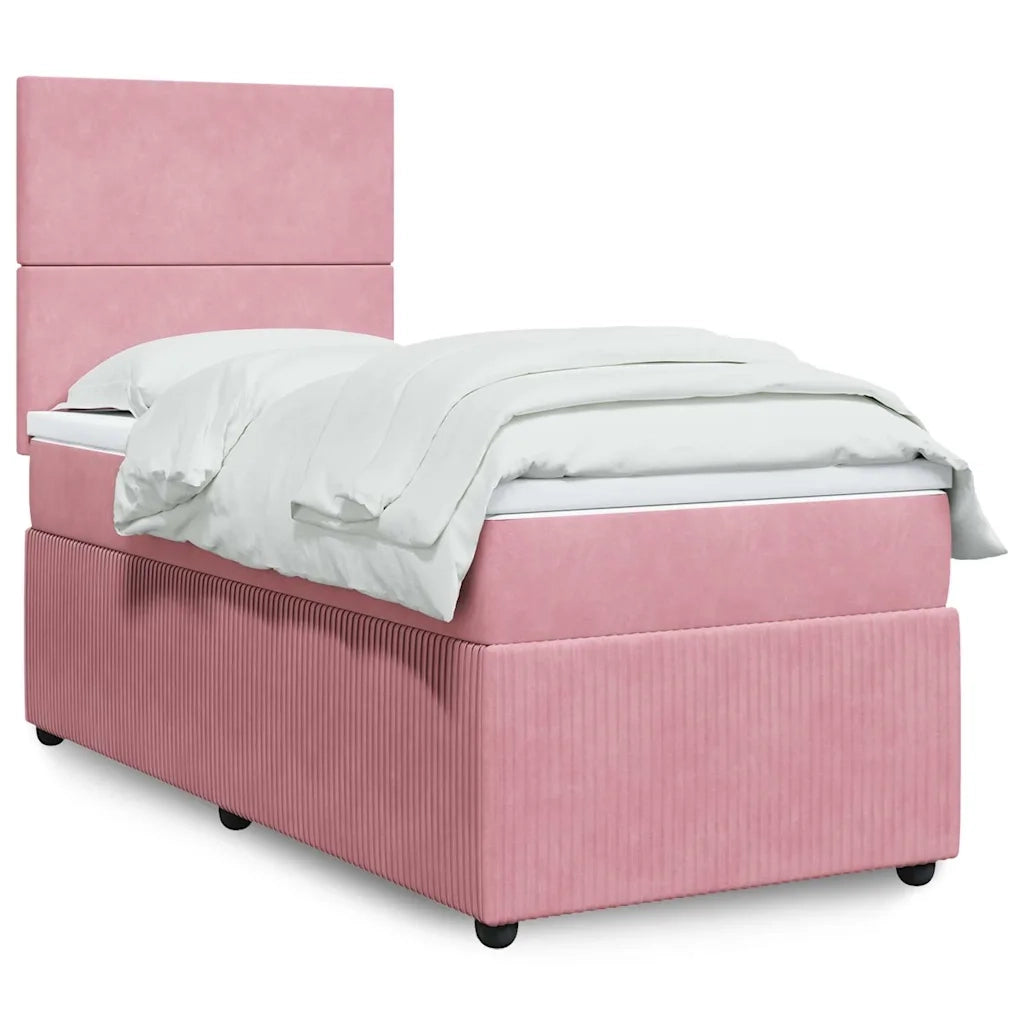 vidaXL Giroletto a Molle con Materasso Rosa 90x200 cm in Velluto