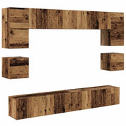 Set mobile TV 8 pz | Armadietto TV | Mobile Porta TV Legno vecchio Legno multistrato