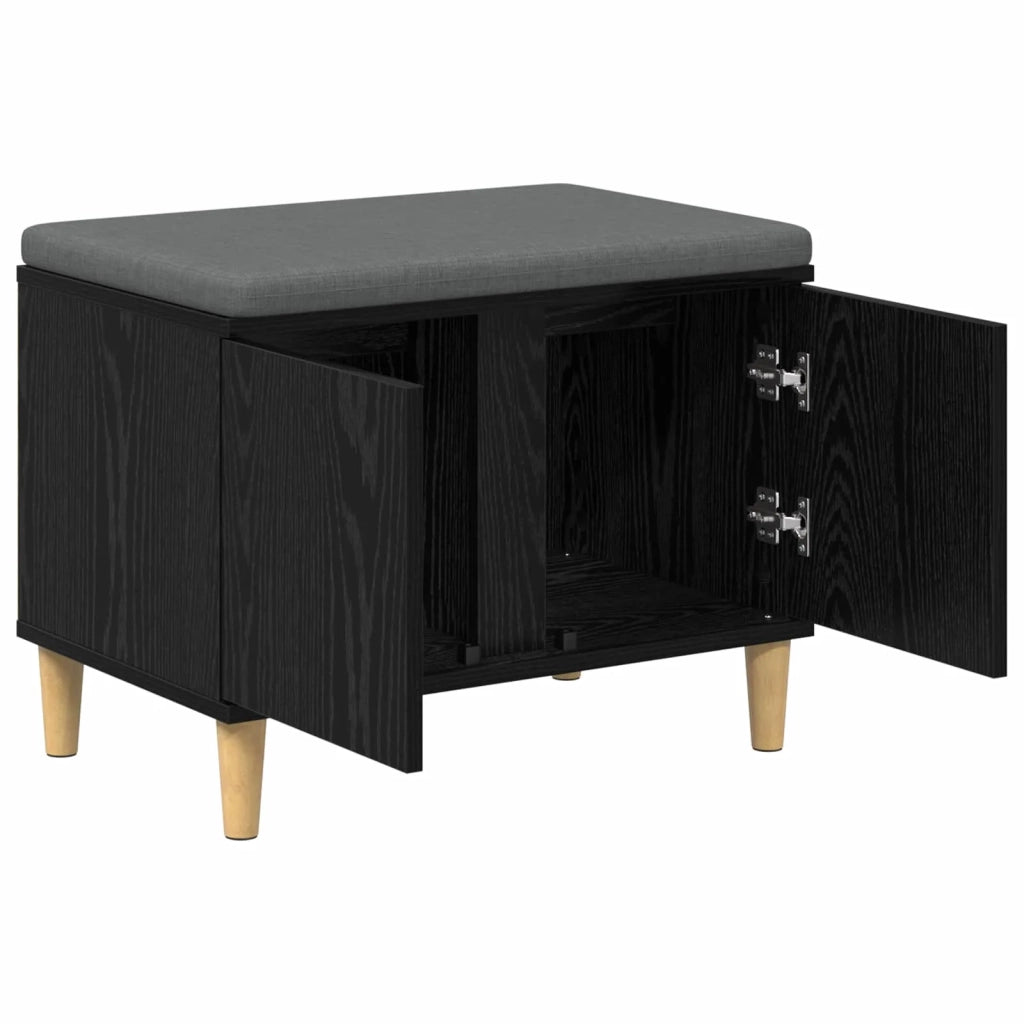Panca per ingresso con cuscino-Sgabello-Panca da Corridoio Rovere Nero 60 x 38 x 46 cm 721627