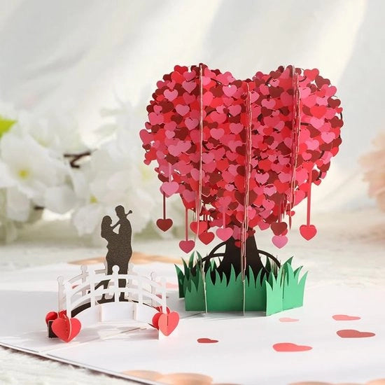 Carta di auguri 3D - Carta desiderio con busta - Carta pop-up - Giorno del matrimonio - Giorno del matrimonio d'anniversario - San Valentino - Finestra alta qualità