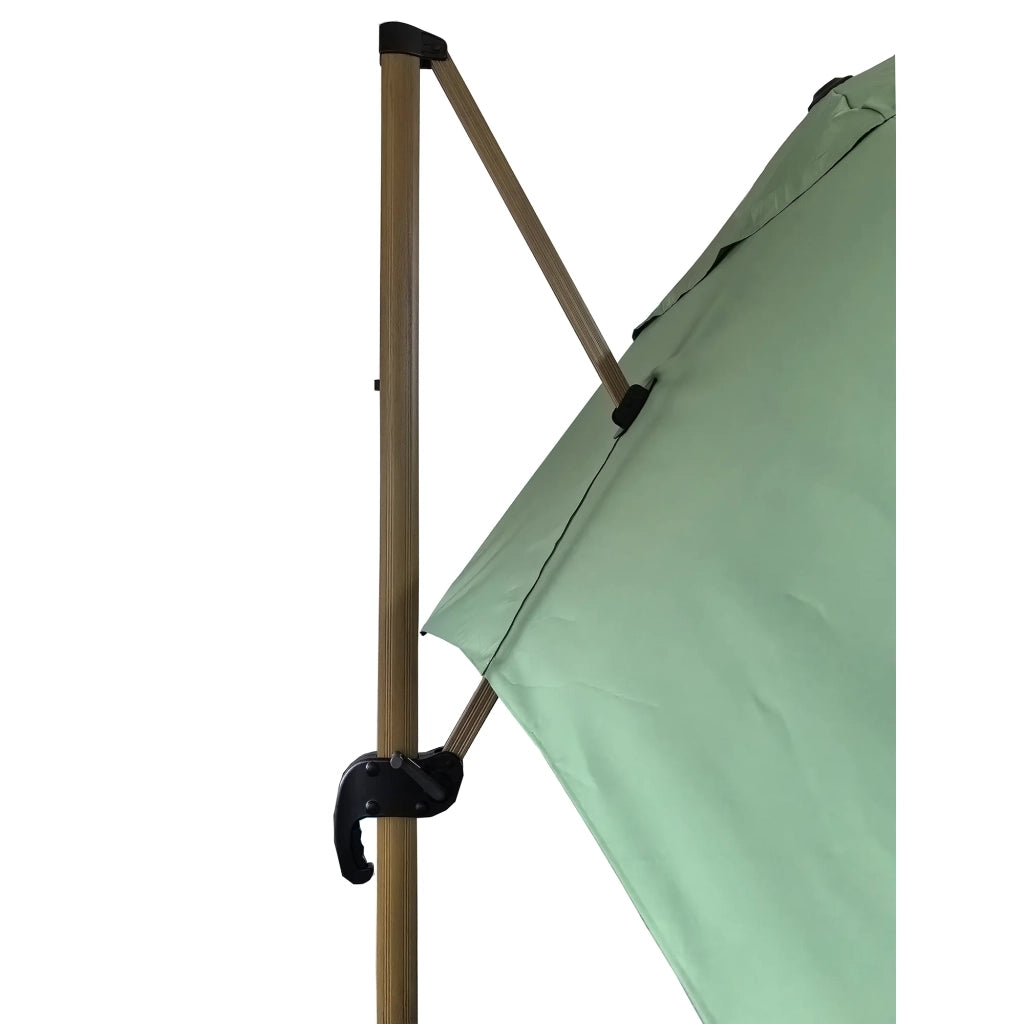 Ombrellone rettangolare a braccio girevole Alon, decentrato (400x300 cm), alluminio e poliestere, apertura antivento con manovella, base inclusa, colore verde
