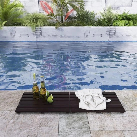 Matte da Bagno in Bambù, Mattonella Antiscivolo per Uso Lussuoso Interno o Esterno, 60 x 40 cm, Miele