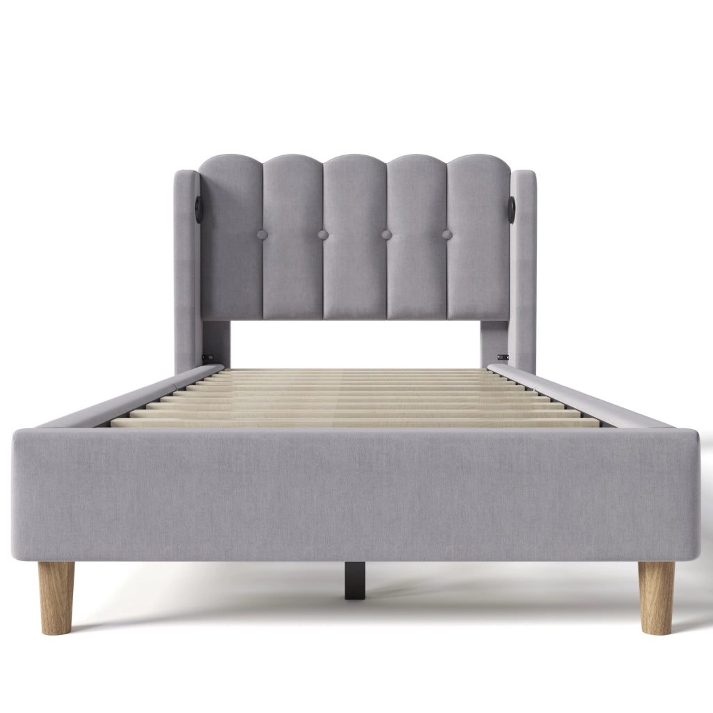 letto imbottito lino grigio 90 x 200 cm
