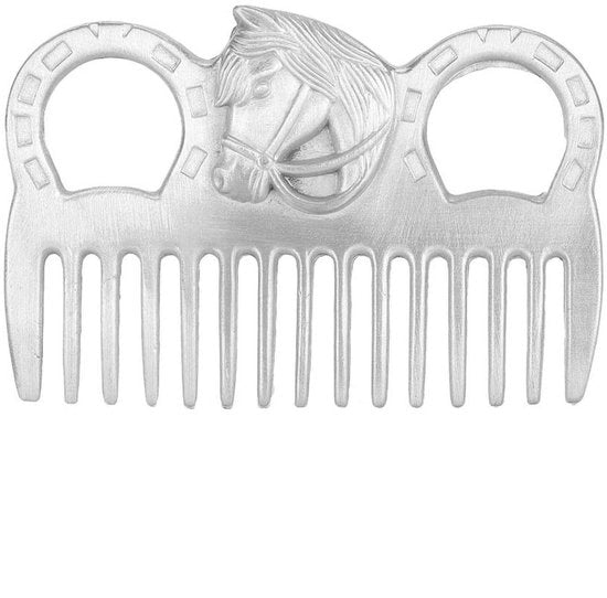 Spazzola per puledri in metallo - durata prolungata - portatile - denti corti - antiklaustrazione - 3,9x2,8x0,2 pollici - spazzola per puledri