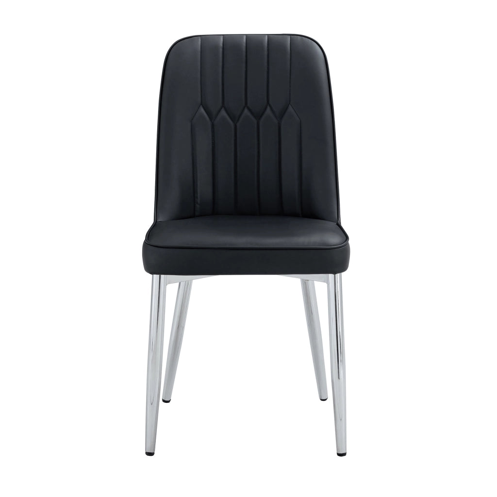 Sedie da Pranzo in Similpelle Nera con Gambe in Metallo ¨C MINIMAL ¨C Set 2 Pezzi