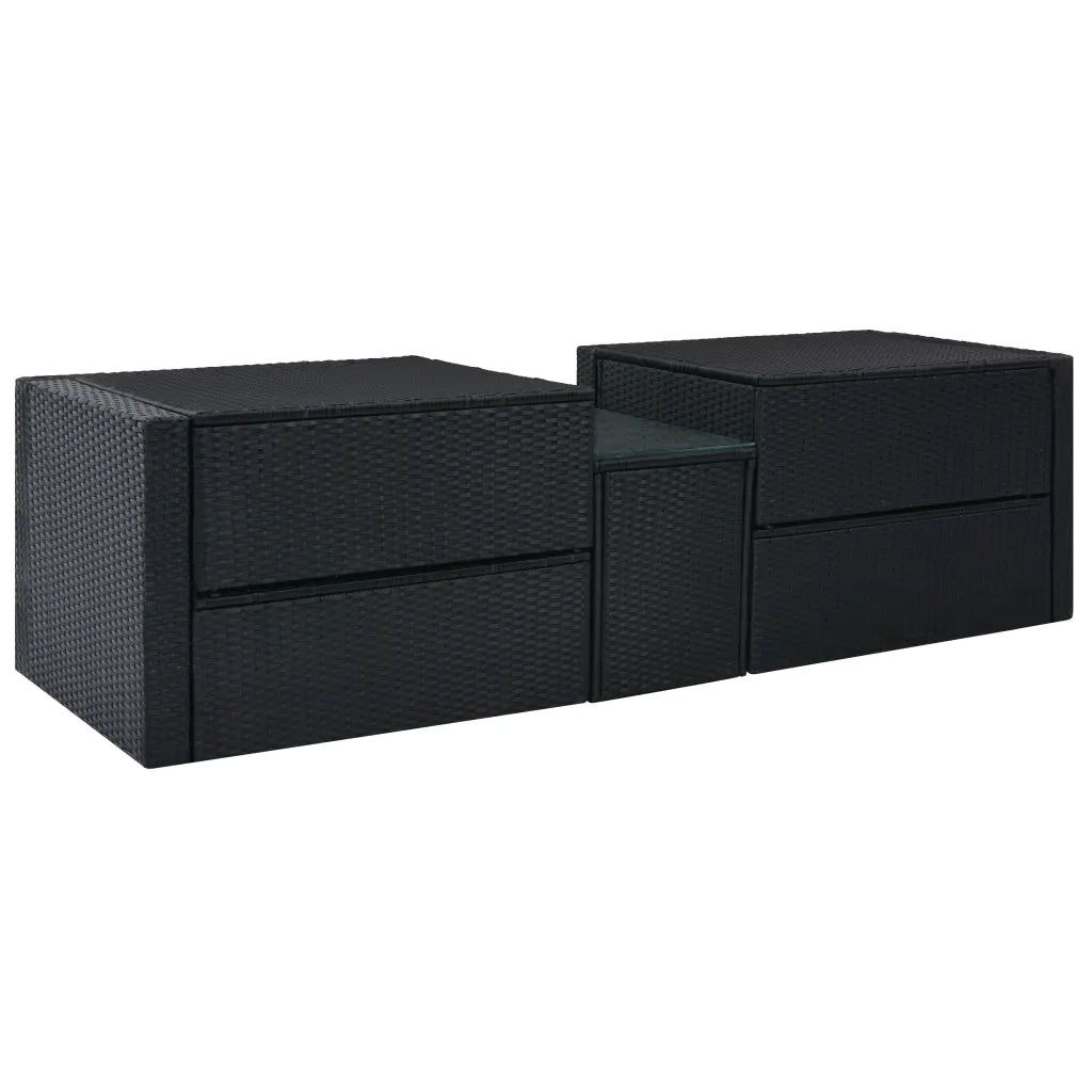 Set Divani da Giardino 5 pz con Cuscini in Polyrattan Nero 47813