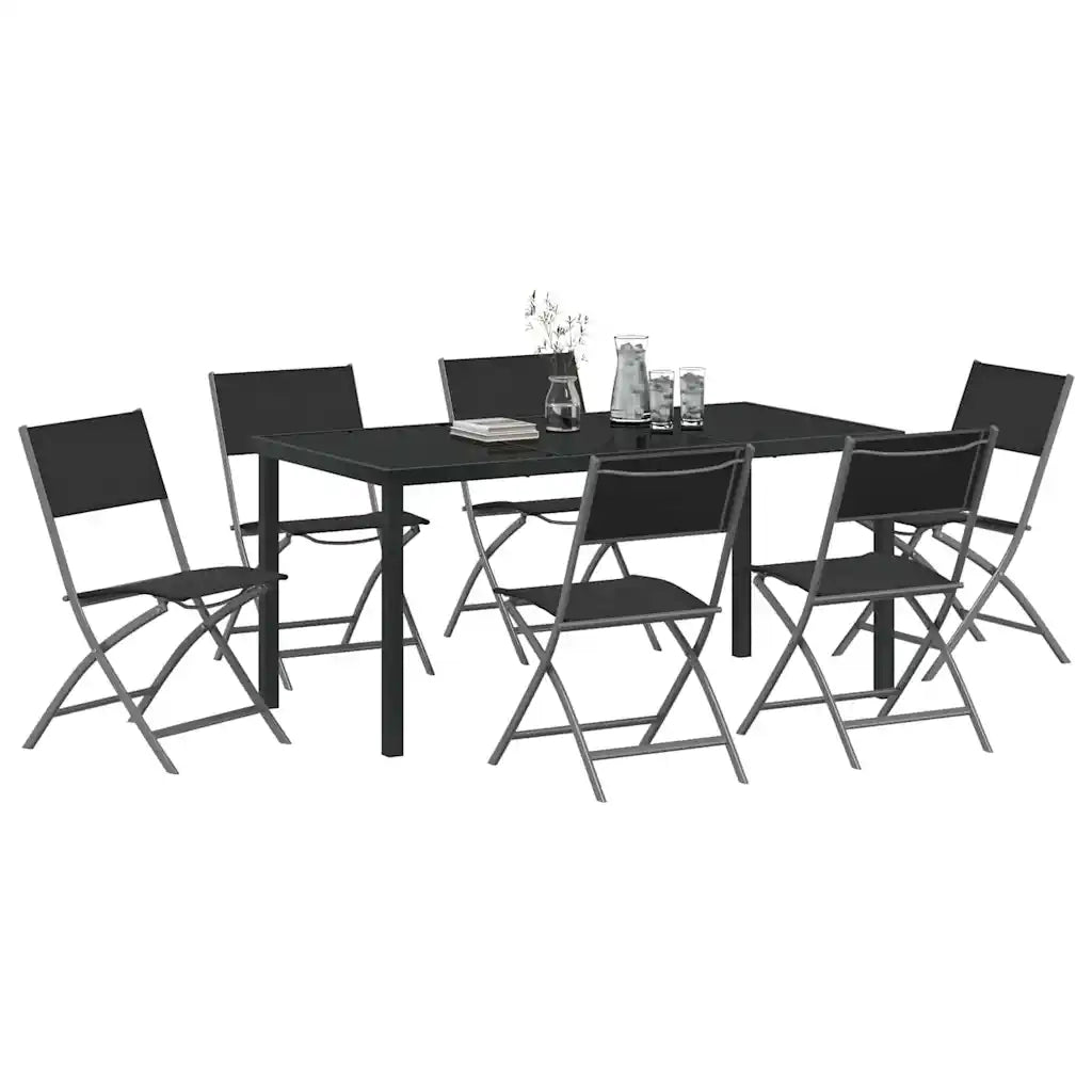 Set da Pranzo per Giardino 7 pcs Nero 3379377