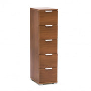 Cassettiera 5 Cassetti Tinta Noce - Dimensioni: cm 27 x 38 x 103 h