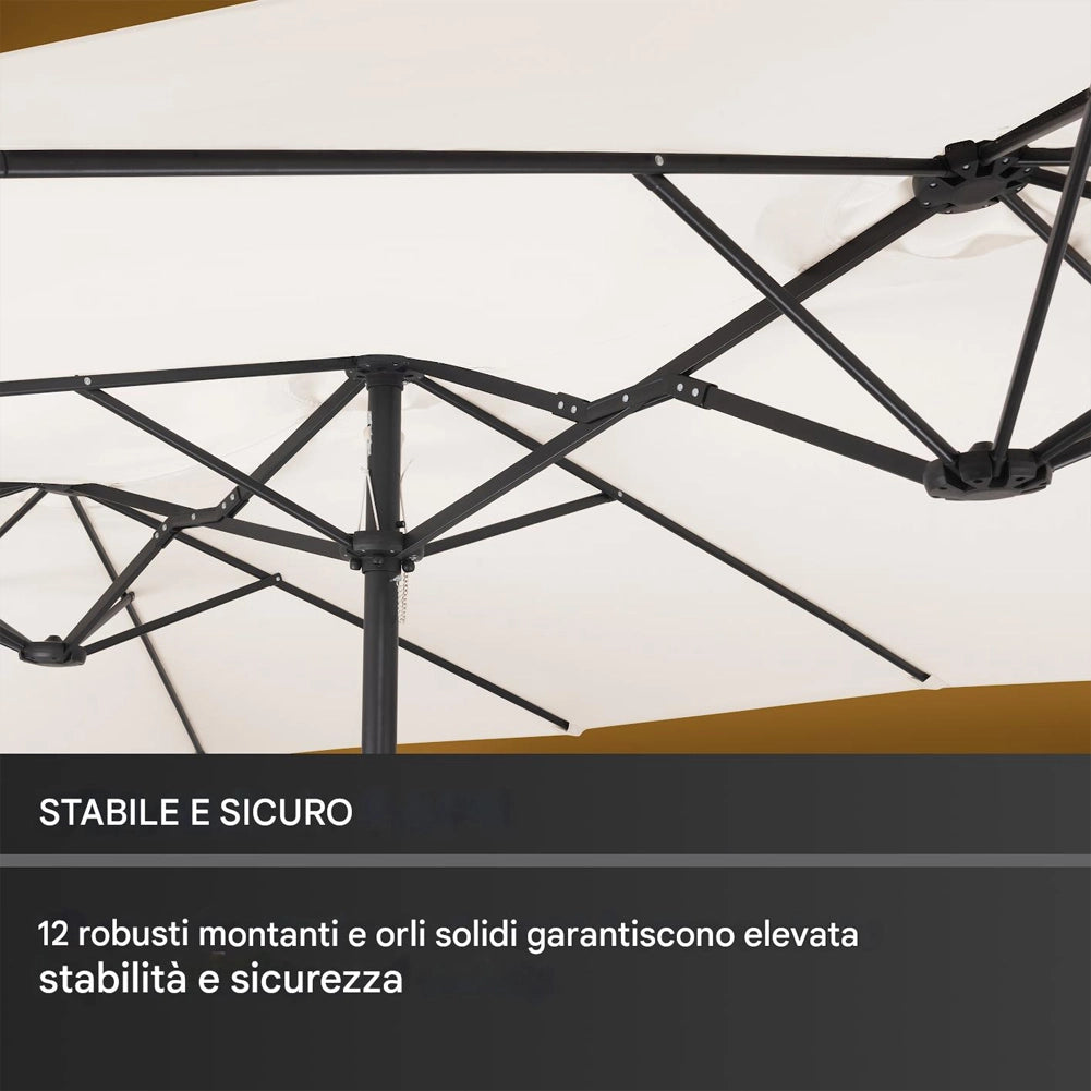Ombrellone Doppio 4.6 Metri Senza Base da Giardino Rivestimento Anti UV 12 Ribs