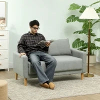 Divanetto 2 Posti Vellutato con Vano Portaoggetti Inferiore e Cuscini, 140x72x82 cm, Grigio