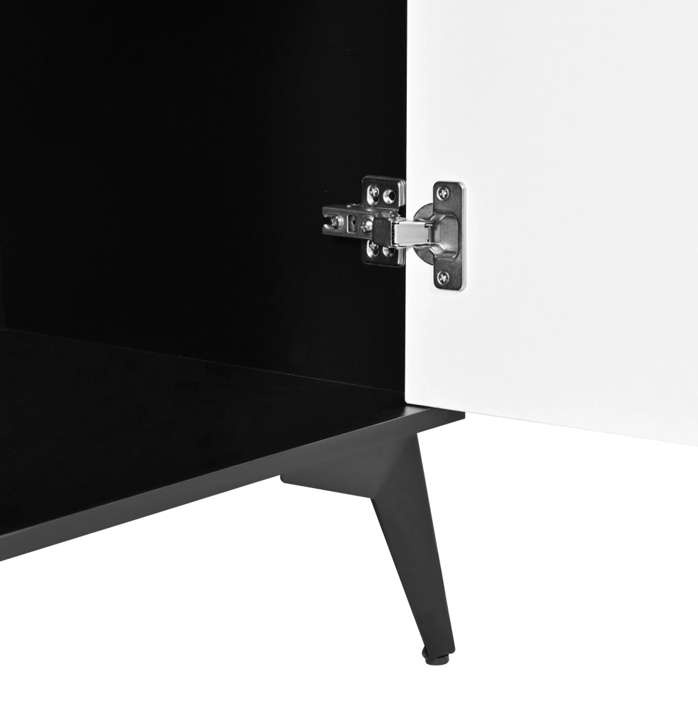 Mobile alto 80x40x180 cm con LED regolabile via app, vetro, MDF bianco e nero