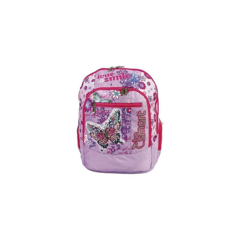 Trade Shop - Zaino Cartella Teen Be Smart Butterfly Scuola Medie Elementari Ragazze Bambine -