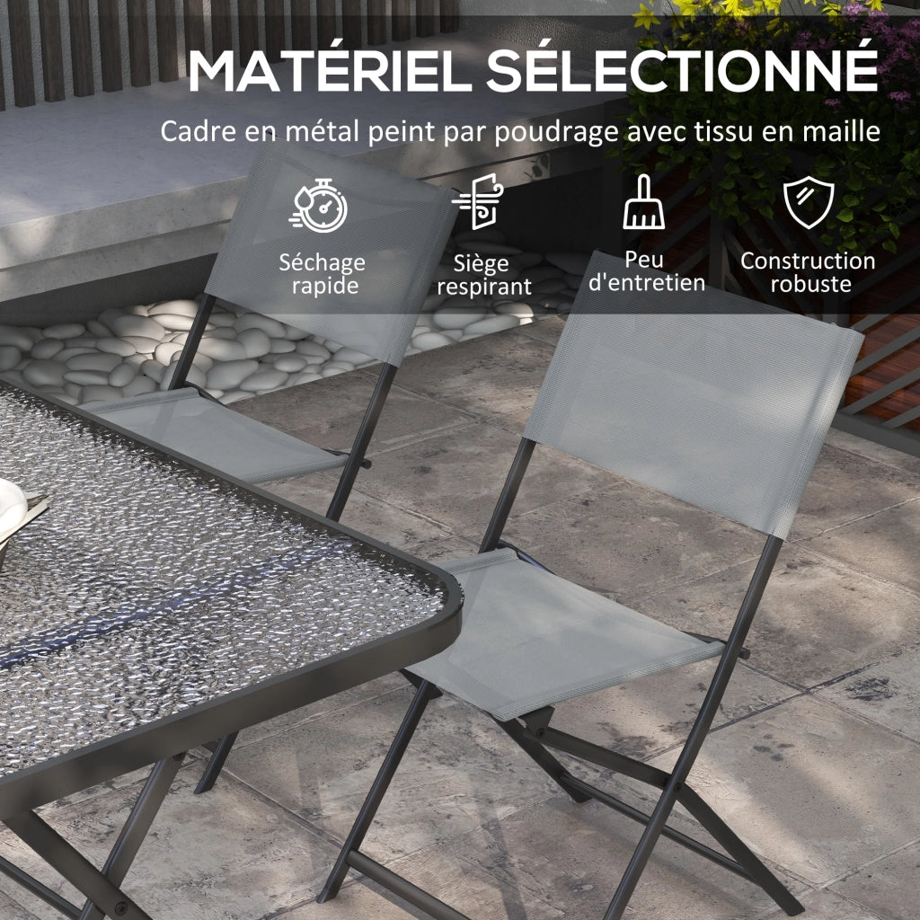 Set tavolo e sedie da giardino 5 pezzi ¨C zephmum ¨C pieghevole, tessilene, grigio