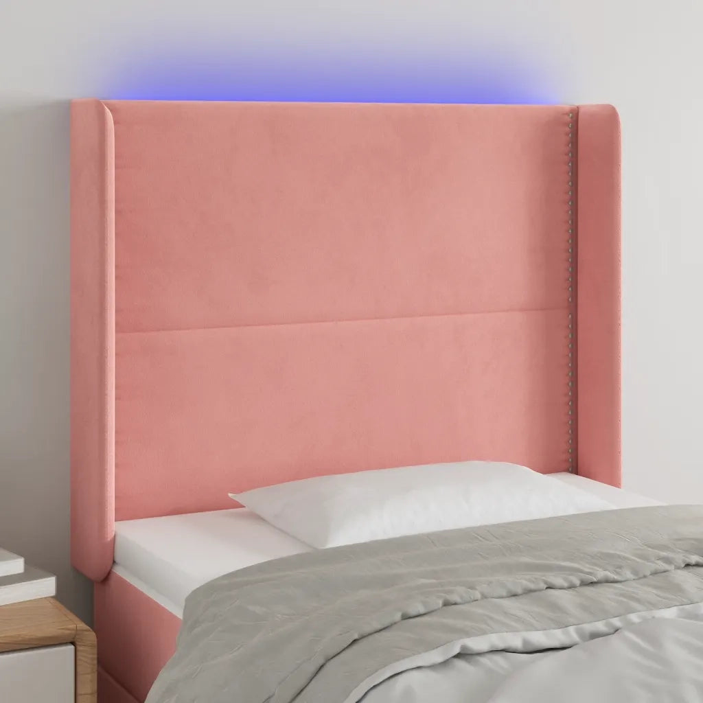 Testiera a LED Nera 93x16x118/128 cm in Velluto 3123949