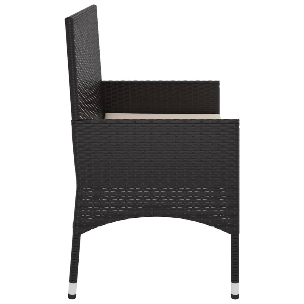 Panca da giardino mobili da esterno per patio panca da terrazza a 2 posti con cuscini resina intrecciata nera 02_0011778