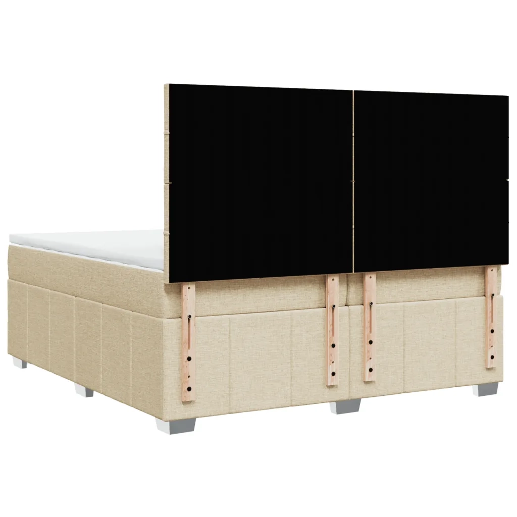 Giroletto a Molle con Materasso Crema 200x200 cm in Tessuto 3294080