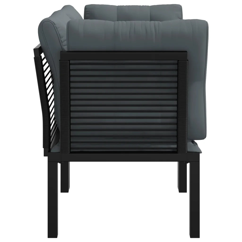 Poltrone Angolari Giardino Cuscini 2pz Polyrattan Nero e Grigio 362801