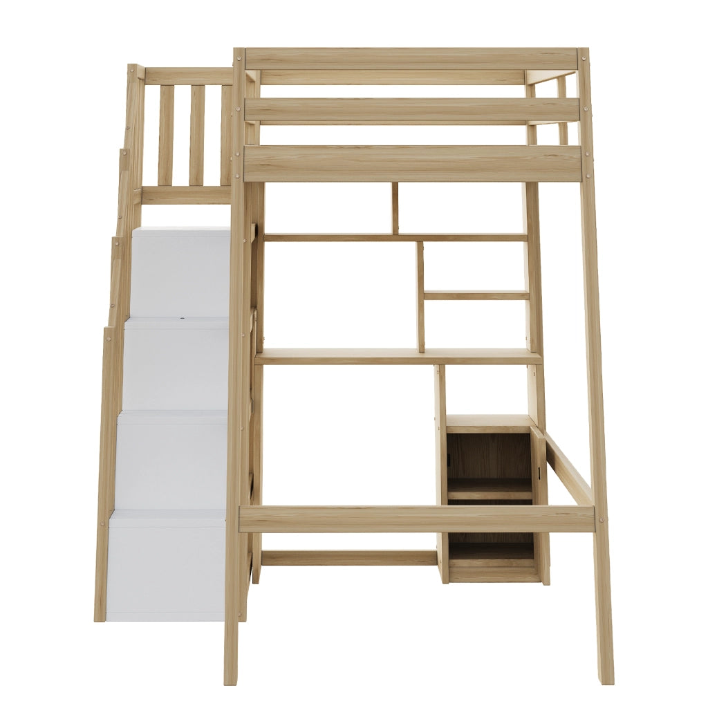 Letto letto alto; 90x200cm; scale di deposito; armadio; legno massiccio