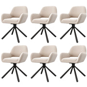 Set di 6 sedie da pranzo girevoli con braccioli e seduta confortevole design moderno in velluto beige