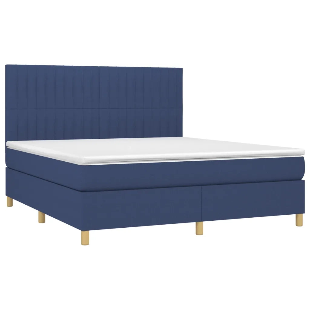 Letto a Molle con Materasso e LED Blu 180x200 cm in Tessuto 3135619