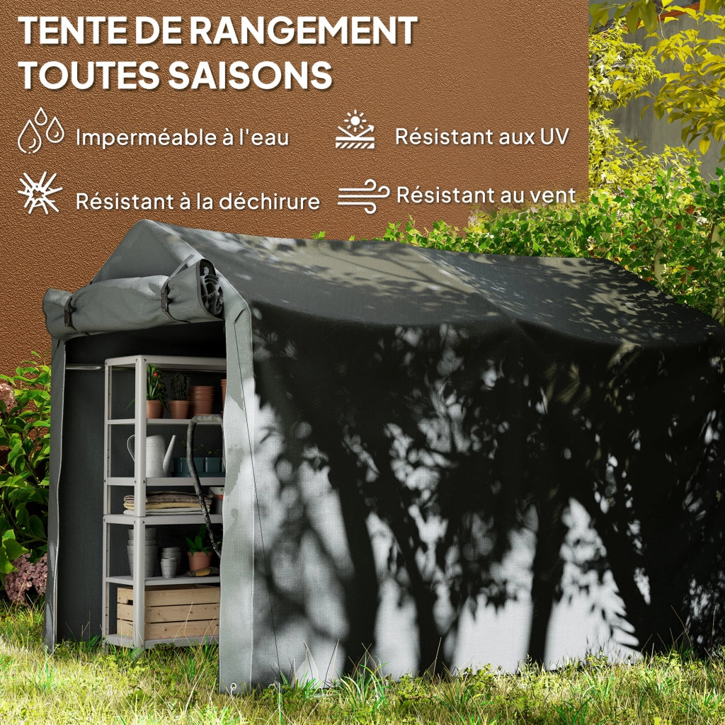 Capanno da giardino ¨C zephmum ¨C grigio scuro metallo 200x160x165 cm
