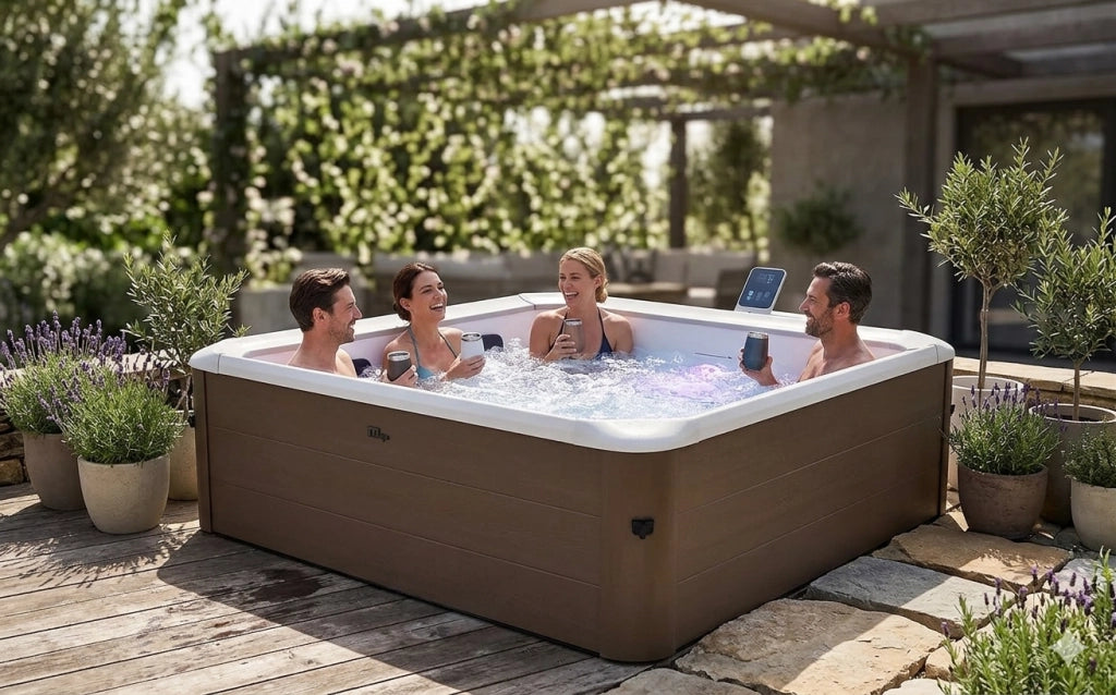 Vasca Idromassaggio Spa Oslo Amber Aero Plus Smart con Wifi per 6 Persone 180x180x65 cm in Materiale Plastico Effetto