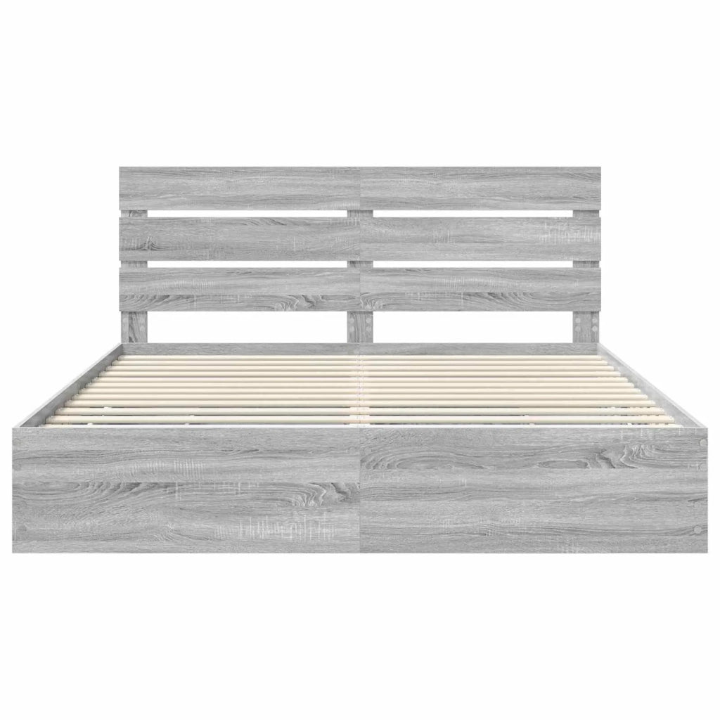 Struttura del letto con cassetto-Giroletto con contenitore-Rete del Letto Grigio Sonoma 200 x 200 cm 271674