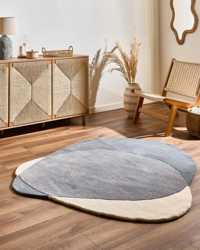 Tappeto in lana grigia 160 x 160 cm forma irregolare tappeto decorativo