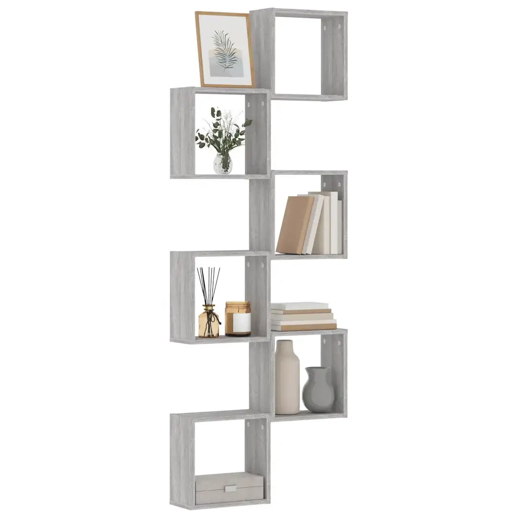 Mensole Parete a Cubo 6 pz Grigio Sonoma 30x15x30 cm