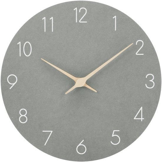 Orologio a muro in MDF, stile moderno, 25cm, silenzioso, alimentato da batterie, grande, facile da leggere, per camera, casa, cucina, camera da letto, ufficio, scuola (grigio, 25cm)