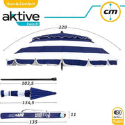 Ombrellone impermeabile per spiaggia con protezione UV50 - diametro 220 cm, altezza regolabile e mastice inclinabile - con borsa