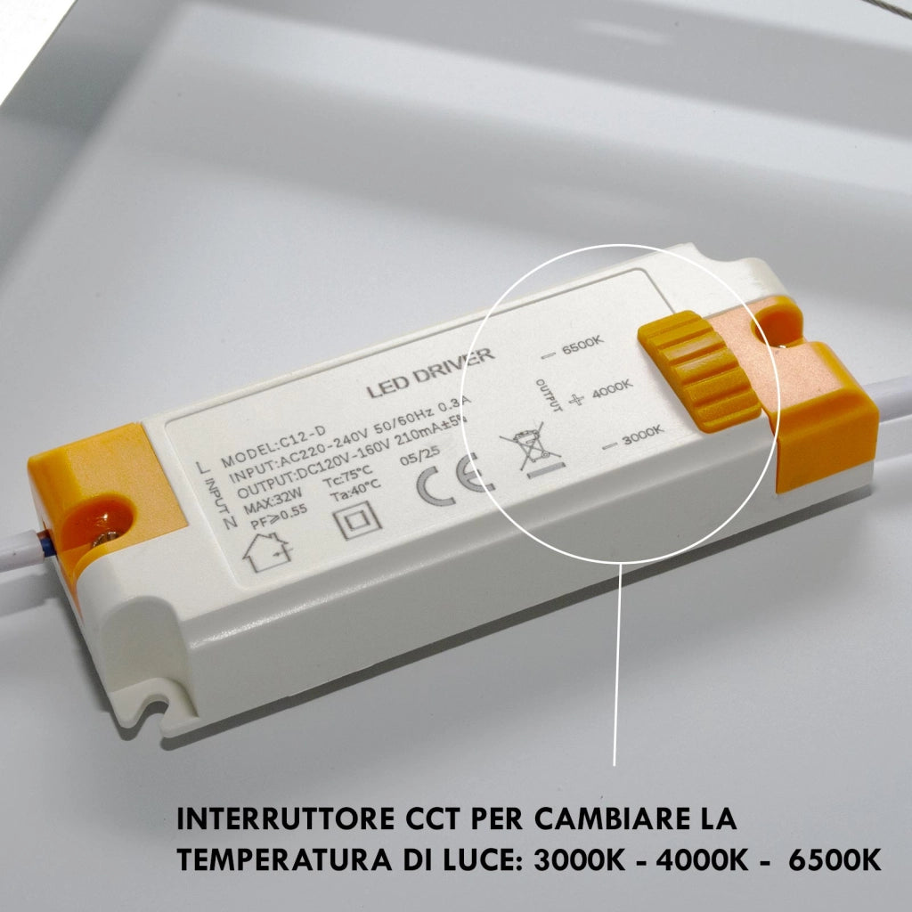 Plafoniera moderna quadrata LED 50W interruttore CCT luce indiretta soffitto bagno cucina ufficio 4000lm 50cm