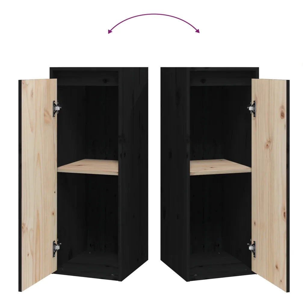 Pensili 2 pz Neri 30x30x80 cm in Legno Massello di Pino 813504