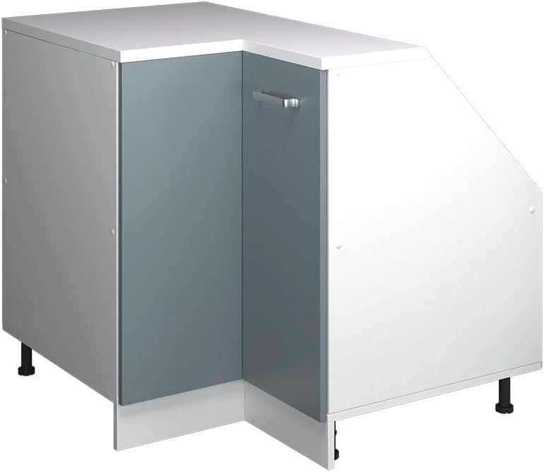 Mobile sottotetto Mobile angolare Rion, Grigio-blu, 75.6 x 81.6 cm con 1 porta, carcassa dell’armadio profondità 60 cm, adatto per il salvaspazio sotto tetti spioventi