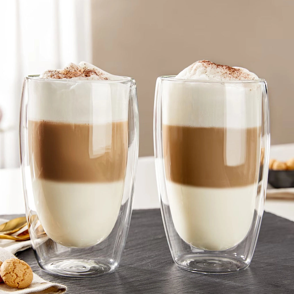 Set di 2 bicchieri per bevande a doppia parete da 350 ml in vetro borosilicato Trasparente Cheffinger