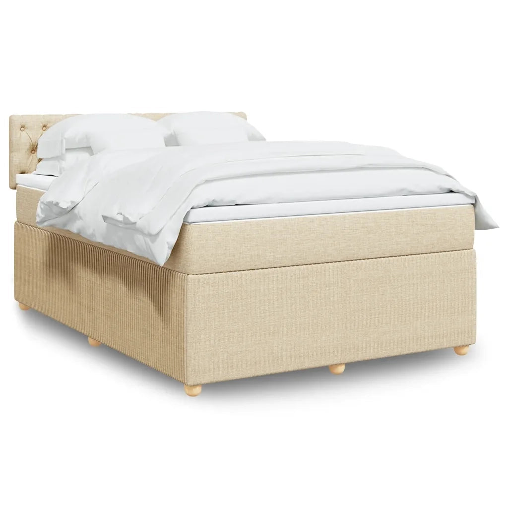 vidaXL Giroletto a Molle con Materasso Crema 140x19 cm in Tessuto