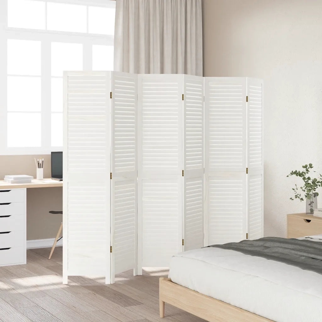 Divisorio Ambienti | Divider per stanze | Paravento 6Pannelli Bianco Legno Massello di Paulownia