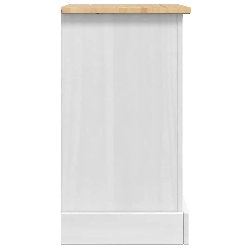 Comodino Corona Bianco 45 x 35 x 64 cm Pino massello 42021187