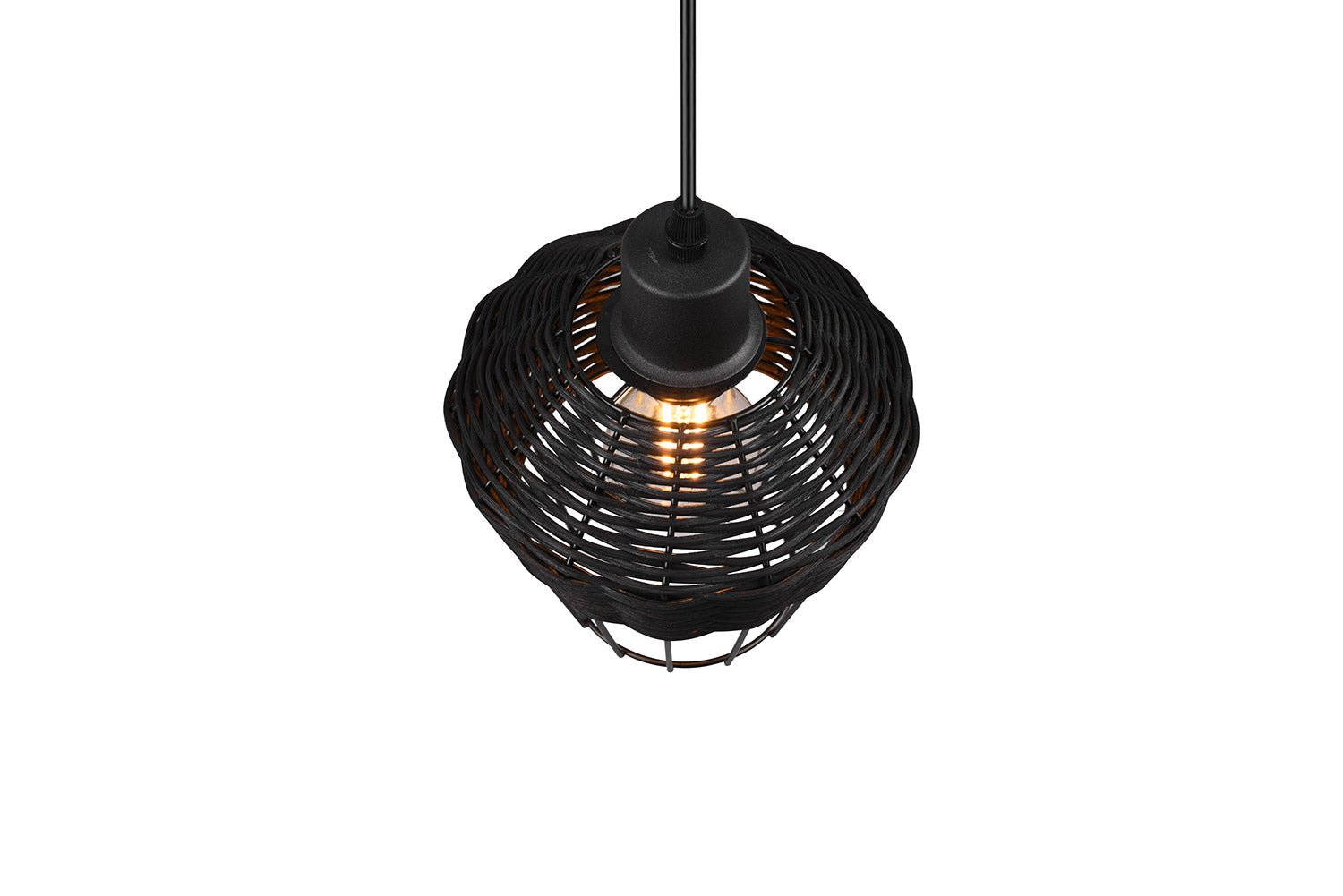 Lampada a Sospensione da Interno Attacco E27 in Tessuto Nero