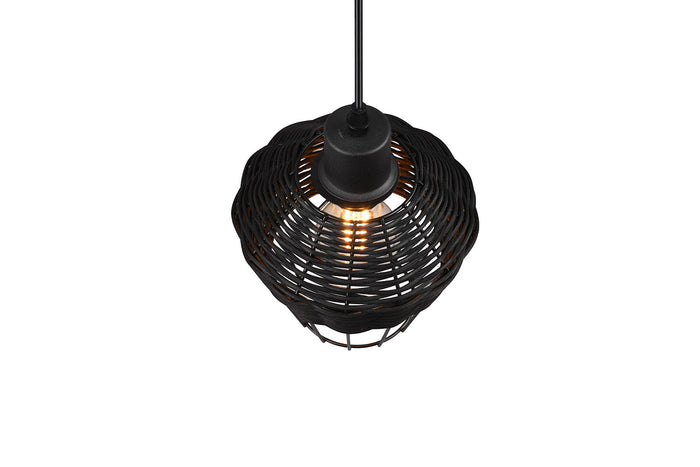 Lampada a Sospensione da Interno Attacco E27 in Tessuto Nero