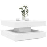 Tavolino da Caff¨¨ Girevole a 360 Gradi-Tavolino da soggiorno Bianco 70x70x34,5 cm
