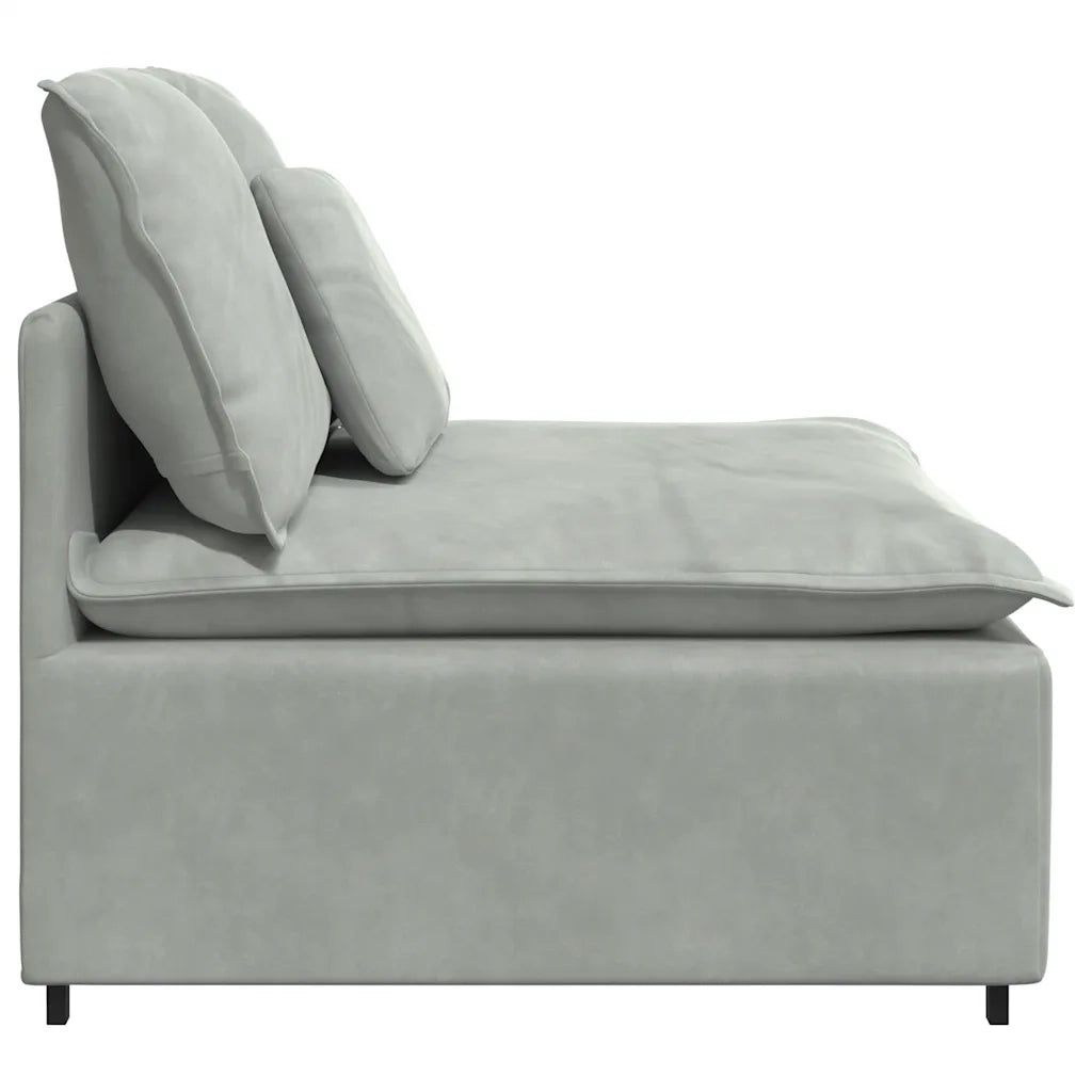 Modulo Centrale Divano Modulare con Cuscini Grigio Chiaro 100cm 4104429
